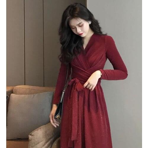 Bohemian Dot Print Dresses Women Summer Cross V-neck Sashes Mid-Calf Vintage Dress Qualities Long Sleeve Button Female Skirt New