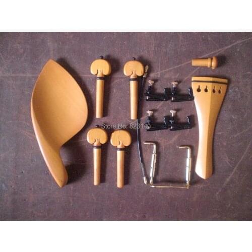 1 Set Boxwood Violin fitting with pegs endpin, tail guts, fine tuner 4/4