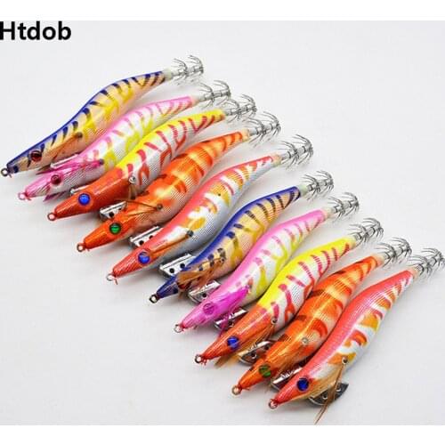10pcs 3.0# 3.5# Squid jigs Squid hook Squid Jig Fishing Wood Shrimp Lure octupus Cuttlefish bait Jigging lure Squid lure Pesca