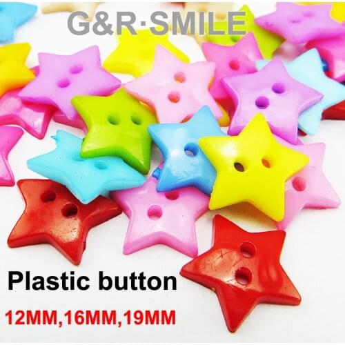200PCS 12MM 16MM 19MM Colors Dyed Plastic star buttons coat boots sewing clothes accessories P-022