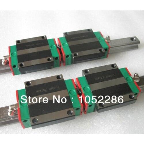 2pcs 100% original Hiwin rail HGR20 L2000mm+4pcs HGW20CA flanged block for cnc
