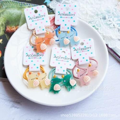 2pcs Child Dinosaur Cartoon Animals Small Hair Accessories Female Jelly Drop Color Baby Animals Little Hair Rope Toddler