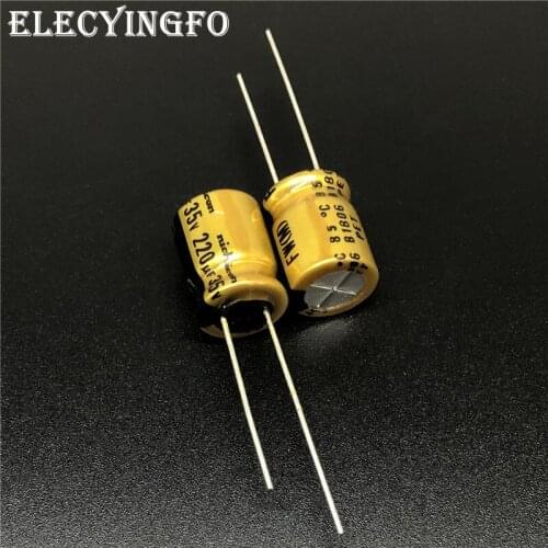 5Pcs/50Pcs 220uF 35V NICHICON FW Series 10x12.5mm 35V220uF HIFI Audio Aluminum Electrolytic Capacitor