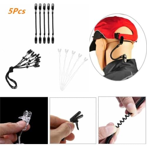 5Pcs Hat Clips Cap Retainer Fishing Apparel Keeper Holder Hat Windproof Rope for Golfing Fishing Boating Sailing Other Sports