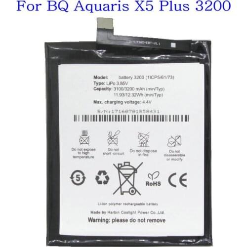 5pcs /lot 3200mAh Replacement Phone Battery BQ 3200 For bq Aquaris X5 Plus Recahargerable Batteries