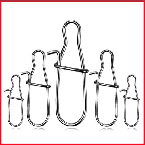 50pcs/lot Stainless Steel Fishing Connector Fast Clip Lock Snap Swivel Solid Rings Safety Snaps Fishing Hook Tool Snap Pesca