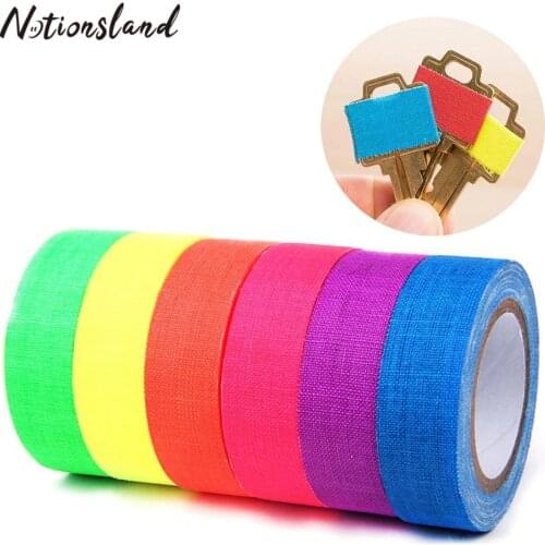 6pcs/set Fluorescent Cotton Tape Glow Self Adhesive Cotton Reflective Reactive Home UV Blacklight Party Decor Double Sided Tape