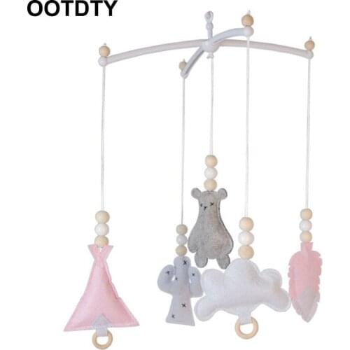 Baby Nordic Wooden Beads Wind Chimes Crib Bed Bell Mobile Rattles Kids Room Hanging Decorations Toys