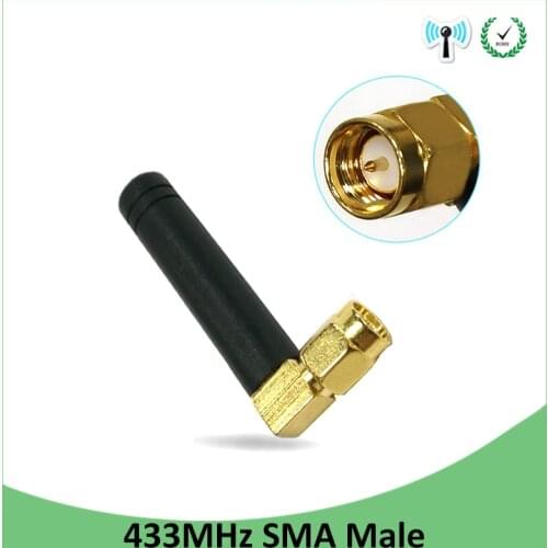 5pcs 433MHz Antenna 2.5dbi SMA Male Connector 433 MHz antena Small size elbow rubber antenne Wireless Receiver for Lorawan