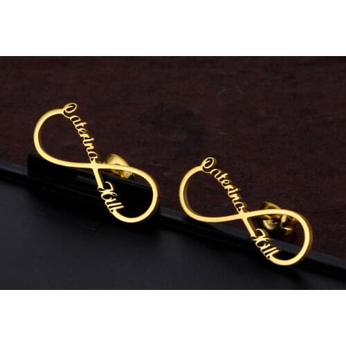 Stainless Steel Custom Classic Name Earrings for Women Personalized Customized Gold Color Infinity Earrings Nameplate Jewelry
