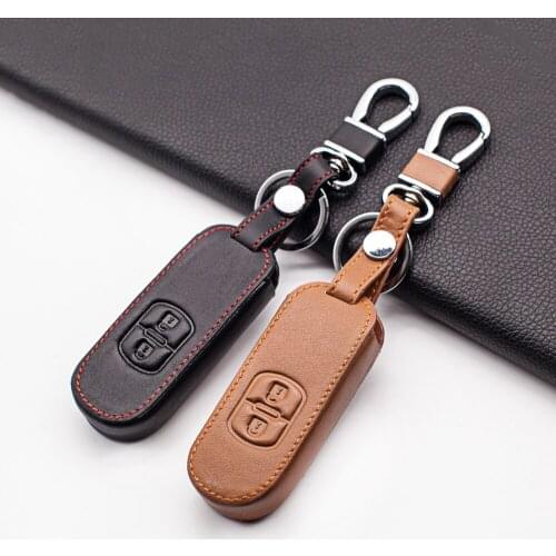 Leather Car Remote Key Case Cover For Mazda 2 3 6 Axela Atenza CX-5 CX5 CX-7 CX-9 2014 2015 2016 2017 Smart 2 Buttons