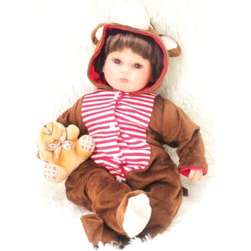 16 Inch Reborn Doll Baby Toy Dolls Monkey Jumpsuits Clothes Body Realistic Bebe Kids Birthday Christmas Gifts Childrens Toys