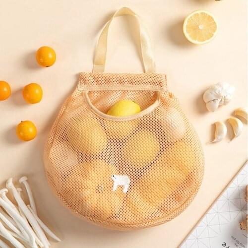 Reusable Food Strainer Bag Fruit Vegetable Hanging Mesh Storage Bag Breathable Reusable Mesh Bags Organizer Eco U3