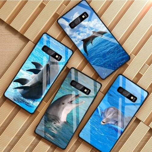 Ocean Animal Dolphin Tempered Glass Phone Case For Samsung Galaxy S8 S9 S10 S20 PLUS J8 J6 J4 2018 NOTE 8 9 10 Cover Shell