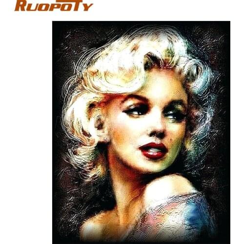 RUOPOTY Frame Picture Diy Painting By Numbers Marilyn Figure Canvas By Numbers Handpainted Oil Painting Home Wall Arts Diy Gift