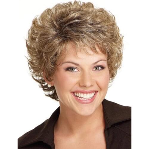 Bouncy Curly Flax Brown Wig Brown Wig for White/Black Women Hair Wigs Heat Resistant Synthetic Wig Natural Fake Hair