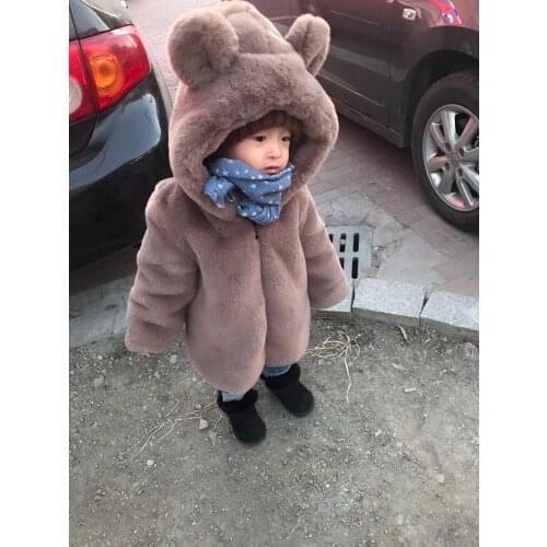 New Winter Girls Fur Coat Elegant Baby Girl Faux Fur Jackets Thickness Warm Hooded coat Kids Outerwear Clothes Girls Coat CT050