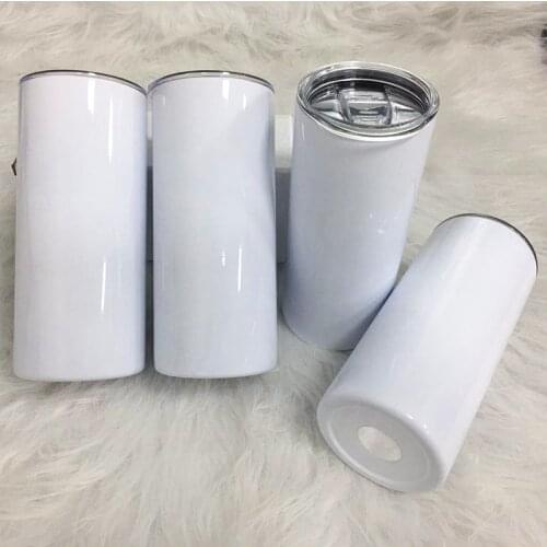 Wholesale 15oz Sublimation Straight Skinny Tumbler White Blank Coating For Heat Transfer Stainless Steel Cup For Christmas Gift