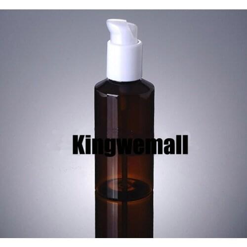 Wholesale 300pcs/lot Capacity 150ml Empty PET Brown Lotion Bottle with White Special Press Pump For Cosmetic Packaging XCI30