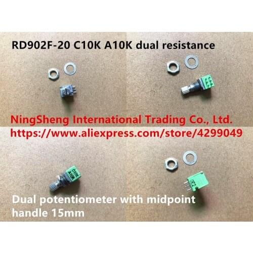 Original new 100% import RD902F-20 C10K A10K dual resistance dual potentiometer with midpoint handle 15mm (SWITCH)