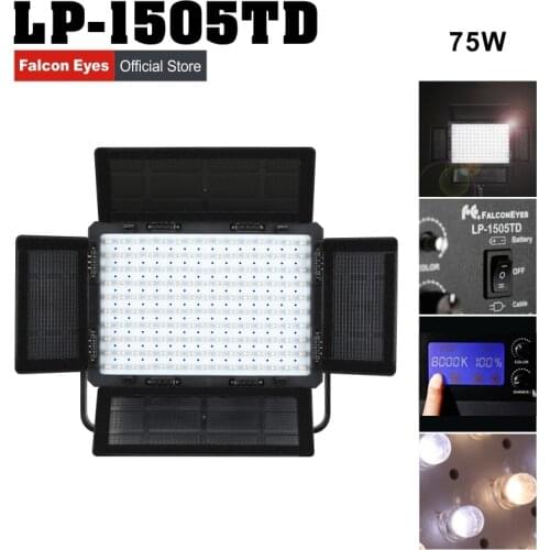 Falconeyes LED Professional Studio Video Lamp 75W Bi-color Continuous Lighting Movie/Interview Photography Equipment LP-1505TD