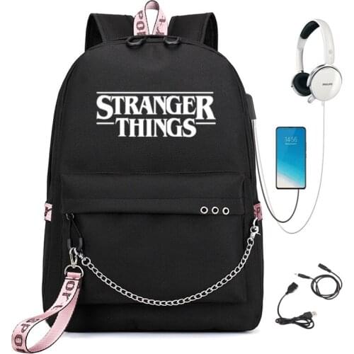 Stranger Things Backpack USB Charging Womens Backpack For Men Student Schoolbag Bags For Women Handbags Travel