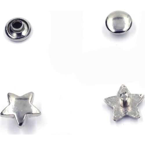 Silver Tone Punk Metal Spots Garment Rivets Studs Star Pentacle DIY Handbag Clothes Shoes Crafts Hardware Accessories 6 Sizes