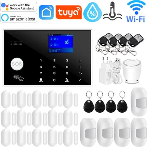 New WIFI GSM Home Burglar Alarm System GPRS Touch Keyboard 11 Languages Compatible With Alexa Google Assistant