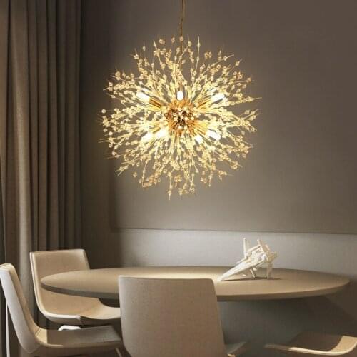 Modern Dandelion Crystal Chandelier Hang lamp for dinning room living room Art Deco Cristal Lustre Chandelier Lighting Fixture