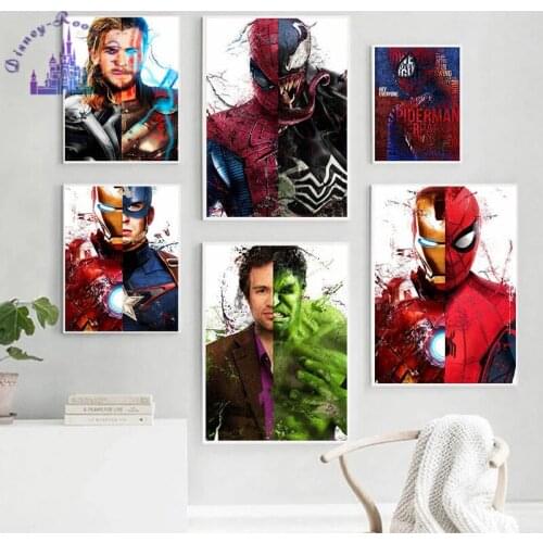 Marvel Superhero Captain America Ironman Art Print Avengers Winter Soldier Venom Canvas Painting Wall Art Living Room Home Decor
