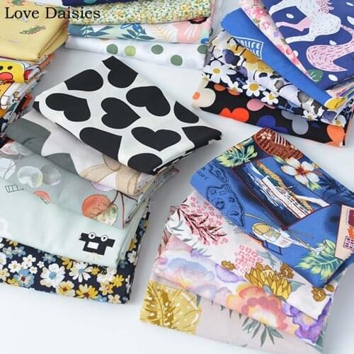 100% Viscose Cartoon Flower Floral Black Heart Dot Thin Soft Smooth fabric for Summer Apparel Dress Shirt Blouse Nightdress Top