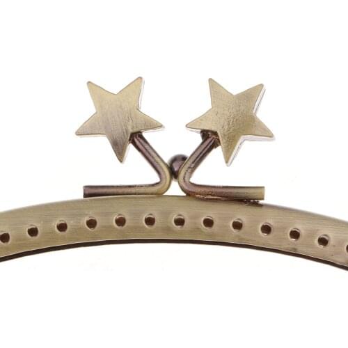 Pack of 2 Bronzer Metal Purse Frame with Lock Kiss Clasp, Coin Purse Handbag Frame Replacement