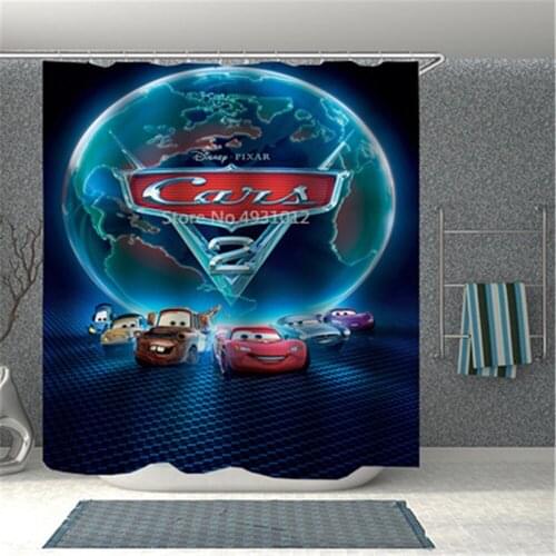 Cartoon Red McQueen 95 Car 3D Printing Shower Curtain Bathroom Polyester Curtain Washable Bath Decor Curtains for Boys Gifts