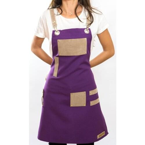 Womens Apron Bib Chef Kitchen Apron Barista Apron Bartender Coffee Restaurant Cooking Apron with Pockets
