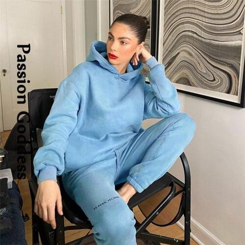 Women 2 Piece Pants Oversized Tracksuits Sets Loose Hoodies Sweatshirt High Waist Drawstring Number Sweatpants Two Piece Outfits