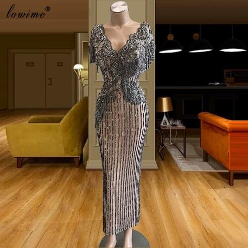 Plus Size Gray Beading Mother Of the Bride Dresses Mermaid Ankle Length Wedding Party Dresses Elegant Mother Dresses Cistom