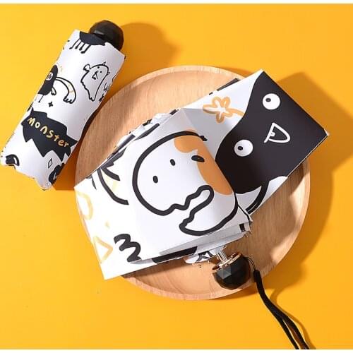 Cute Monster Umbrella Women Wind Resistant Fully-Automatic Three Folding ChildrenS Dinosaur Printed Rain Umbrella Kid Gifts