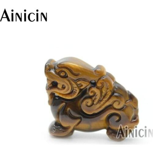 5pcs Chinese Stranding Pixiu Pendants Natural Tiger Eyes Fine Carved For Fashion Lucky Women Jewelry