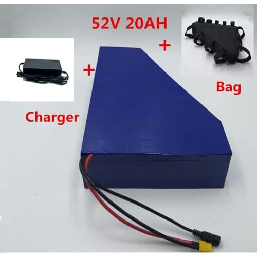 52V 20ah triangle 1000W 1500W 2000W Lithium Battery 48V 20AH lead-acid refit Electric Bicycle battery with bag and charger