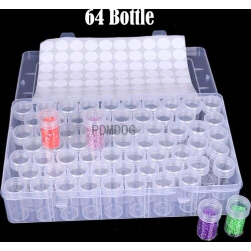 60 Bottle Bead Storage Containers Sticker Transparent Embroidery Organizer Diamond Painting Accessories Plastic Organizer Box