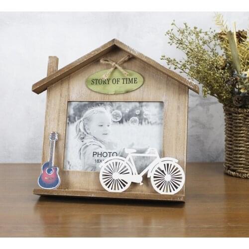 7 Inch Vintage Wooden Photo Frame For Pictures Retro Large Size Tabletop Frames Home Decor Nice House Design Frame With Bicycle