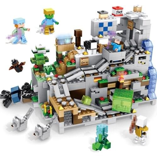 862pcs Institution Mountain Cave Building Block Sets Two Models Action Figures My World Assemble Bricks Set Gifts Toys
