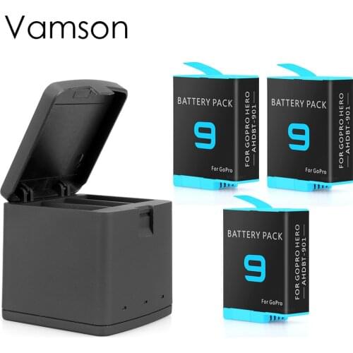 For GoPro 9 Battery 1720mAh 3 Channel Charger LED Rechargeable Battery With Cable for GoPro Hero 9 Black Accessories VP915