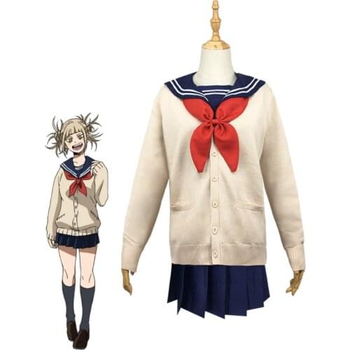 Anime My Hero Academia Cosplay Costume Boku no Hero Academia Himiko Toga Women Sailor JK Uniform Mini Pleated Skirt Suit
