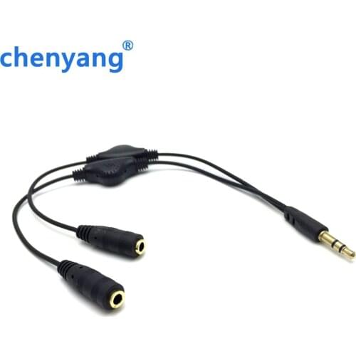 3.5mm Audio Splitter cable for iPhone iPod iPad 1 to 2 audio splitter line Control Voice volume Free shipping