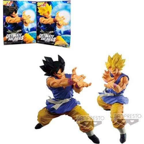 Bandai Original Dragon Ball GT Anime Figures Ultimate Warrior Goku PVC Action Figure Collections Model Dolls Toys Kids Gifts