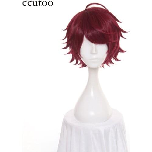 Ccutoo 12inch A3 Dark Red Short Layered Styled Synthetic Hair Heat Resistance Fiber Cosplay Wigs For Men Halloween Party Costume