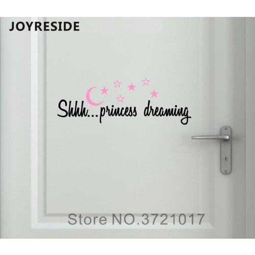 Children Door Decals House Girls Bedroom Dorrs Wall Sticker Vinyl Wall Decal Princess Sleep Design Quotes Moon Stars M102