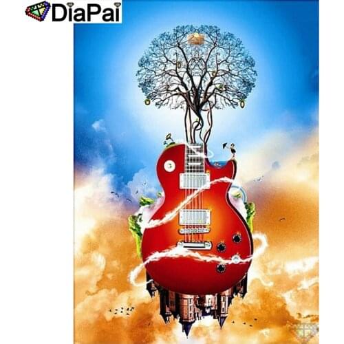 DIAPAI 5D Diy Diamond Painting Cross Stitch "Guitar tree house" Home Decor Full Rhinestones Inlay Diamond Embroidery A25719