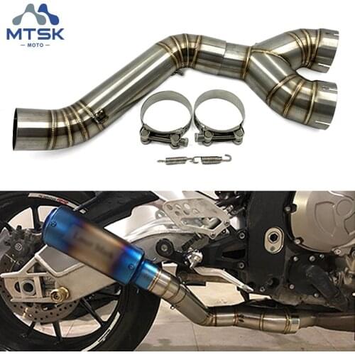 For BMW S1000RR 2010 2012 2013 2014 Motorcycle Exhaust Stainless Steel Exhaust Middle Link Pipe Slip on Exhaust System 60MM